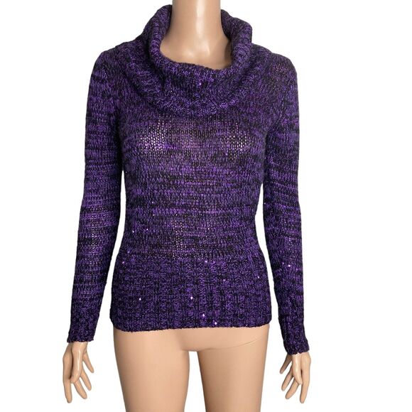 Vintage 90s Y2K Lei Sweater Womens Small Purple Shimmer Glitter - Picture 8 of 8